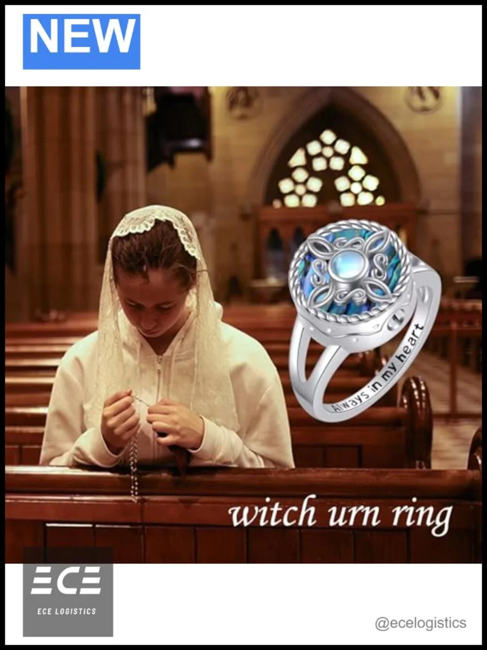 Witches Knot Urn Ring Sterling Silver Cremation Jewelry Memorial Keepsake